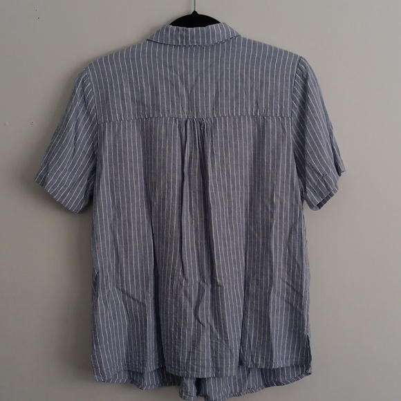 Gloria Vanderbilt Casuals Linen Striped Pinch Pleat Shirt #2202 - Picture 5 of 5